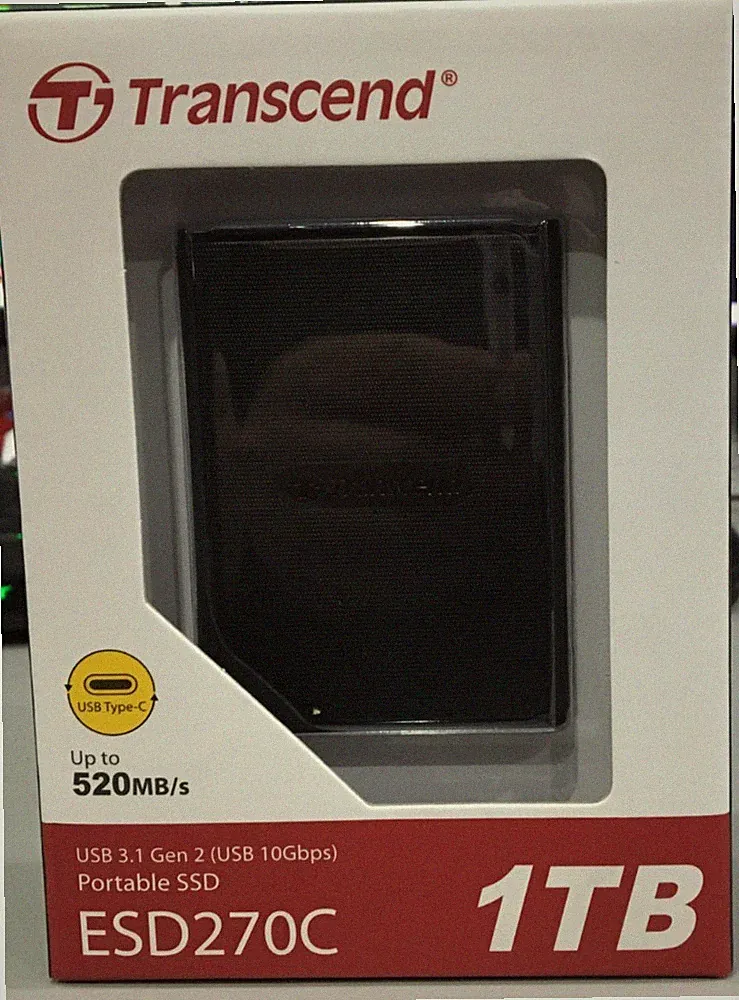 Brand New Transcend ESD270C Portable 1TB External Hard Drive SSD Drive.