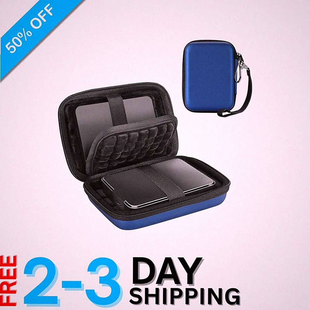 Compact Water-Resistant Hard Drive Case - Holds Seagate, WD, Toshiba Drives