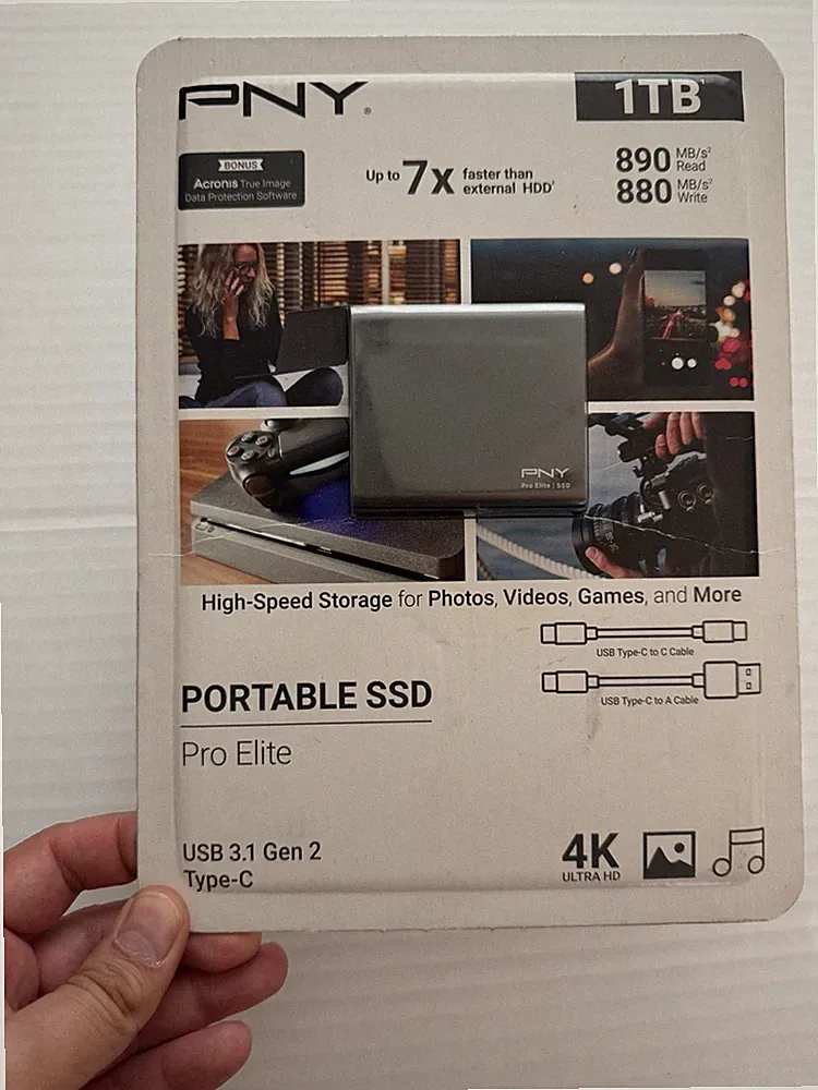 PNY Pro Elite CS2060 1TB Portable External SSD - (PSD0CS2060-1TB-CP) - OBN , X5